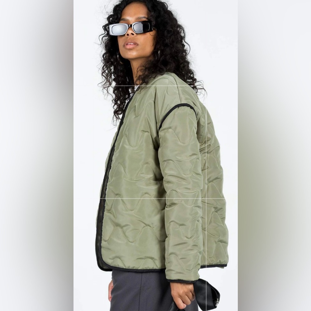Princess Polly Haven Quilted Jacket Olive Quilted Women's US 4 new no tags R. 95